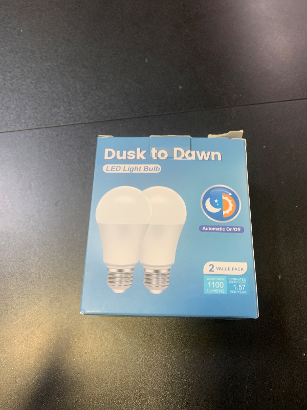Photo 1 of Torkase 13W Dusk to Dawn Light Bulbs- No Timer Required, 1100lm(100W Equivalent), 6000K Daylight, E26 A19 Automatic Sensor LED Bulbs, Built-in Photocell Detector for Boundary,Garage,Patio, 2-Pack