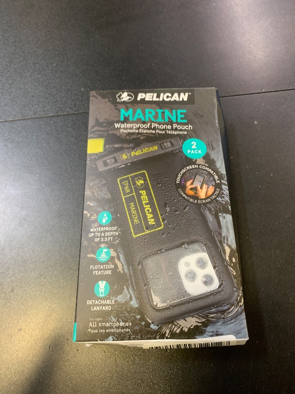 Photo 1 of Pelican 2 Pack Marine - IP68 Waterproof Phone Pouch (Regular Size) Floating Waterproof Phone Case - Beach Cruise Ship Travel Essentials - Works w/All Phones - Detachable Lanyard - Black/Hi-Vis Yellow