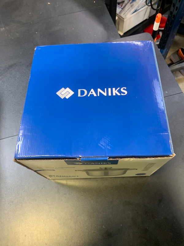 Photo 1 of Daniks Standard Stainless Steel Stock Pot with Glass Lid – Induction 10 Quart, Dishwasher Safe, Measuring Scale, For Soup, Pasta, Stew, Silver