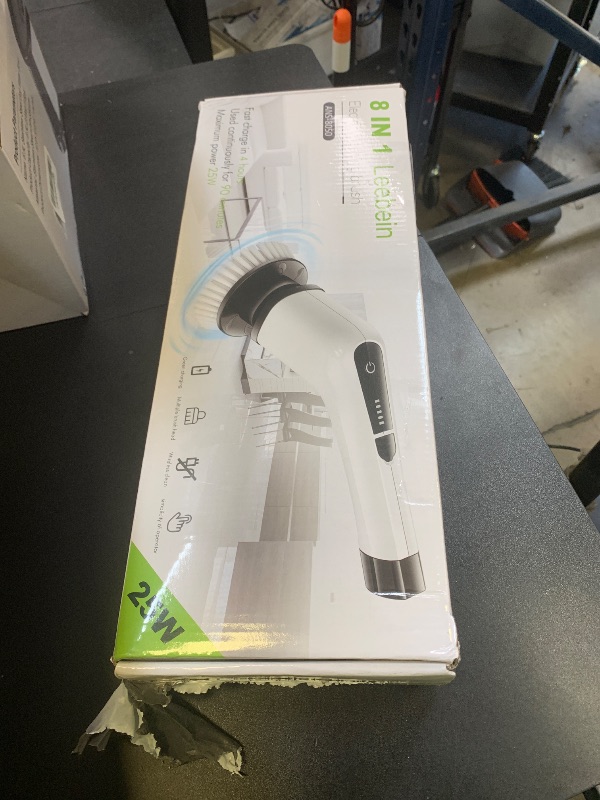 Photo 1 of Leebein Electric Spin Scrubber, Cordless Cleaning Brush with 8 Replaceable Brush Heads, Tub and Floor Tile 360 Power Scrubber Dual Speed with Adjustable & Detachable Handle for Bathroom Kitchen Car