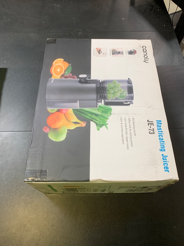 Photo 1 of Cold Press Juicer, 5.8" Wide Feed Chute Juice Extractor Machine with 400W, High Juice Yield, Slow Masticating Juicer for Whole Vegetables & Fruits, Black Gray