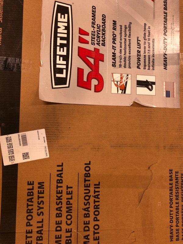 Photo 1 of Lifetime Portable Basketball Hoop, 54 Inch Steel-Framed Acrylic Backboard