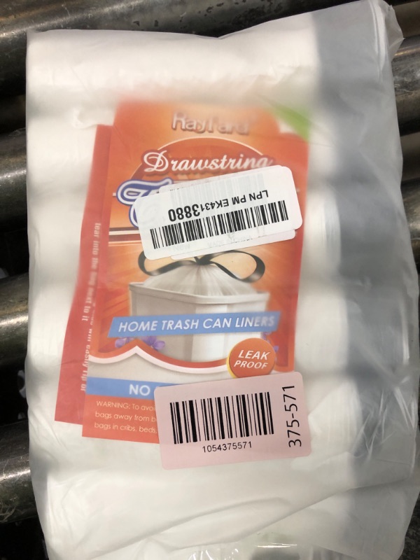 Photo 1 of 120 Counts 2.6 Gallon Small Drawstring Trash Bags Garbage Bags by RayPard, Small Strong Plastic Bags fit 7.5-10 Liter Trash Can for Home Office Kitchen Bathroom Bedroom, White Waste Basket Liners