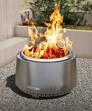 Photo 1 of EAST OAK Smokeless 21'' Firepits for Outside Patio, 304 Stainless Steel Wood Burning Fireplaces, Portable Outdoor Bonfire Pit with Poker