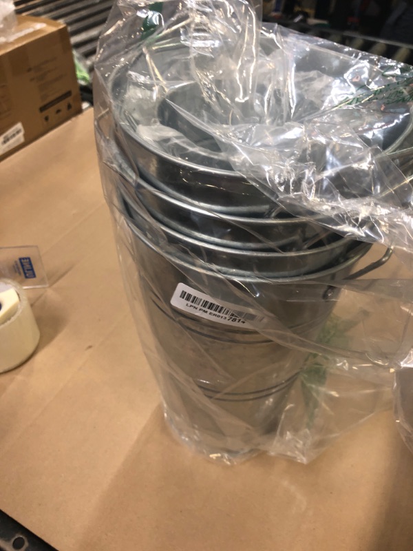 Photo 1 of Chumia 8 Pcs Flower Buckets Bulk 12.6 Inch and 9 Inch Flower Bar Supplies Table Decor Vase Wedding Galvanized Tall Metal French Cut Planter Rustic Vintage Decorative Centerpiece Farmhouse Florist