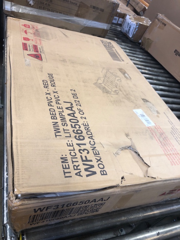Photo 1 of BOX 2 of 2 ONLY MIssing 1 of 2  Merax Twin Bed Frames for Boys,Race Car Platform Bed with Wheels,Soft PU Leather Headboard and Footboard,Kids Car Bed Twin Size No Box Spring Needed