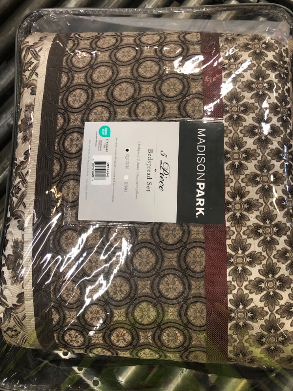 Photo 1 of Madison Park Princeton Reversible Quilted Bedspread Set, Solid Reverse Summer Breathable, Lightweight All Season Bedding Layer, Matching Shams, Bedspread Queen(102"x118"), Red 5 Piece