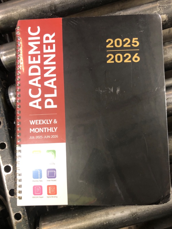 Photo 1 of Academic Planner 2025-2026 For Women & Men, Monthly and Weekly Calendar Planner, Jul 2025 - Jun 2026, A4 (8.5" x 11"), Teacher Student Planning Book with Tabs, Ideal for Office School Supplies - Black