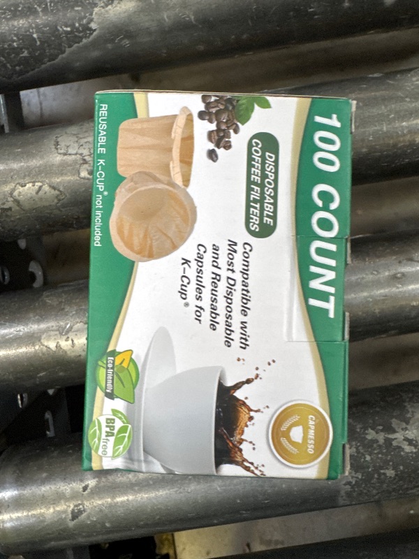 Photo 1 of CAPMESSO Disposable Coffee Paper Filters, 100 Count Keurg Cup Coffee Filters Compatible with Keurg Brewers Reusable Single Serve 1.0 and 2.0 Coffee Maker (100 Count, Unbleached)