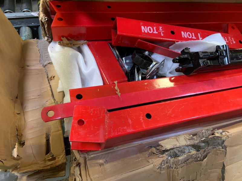 Photo 1 of 2 Ton Engine Hoist, Folding Cherry Picker Engine Hoist with Lever and 6 Casters, 4400lbs Heavy Duty Hydraulic Shop Crane, Engine Crane Lifter for Workshops Garage Warehouse