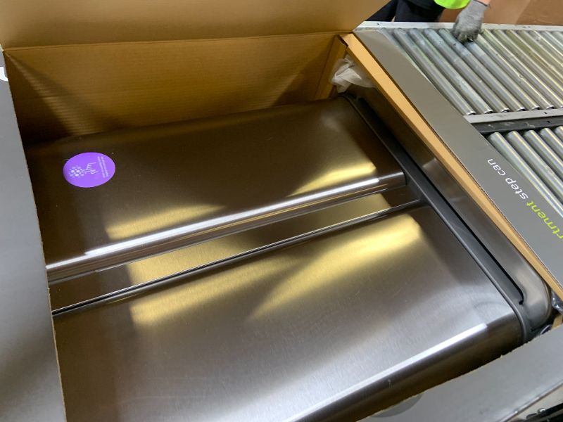 Photo 1 of simplehuman 58 Liter / 15.3 Gallon Rectangular Hands-Free Dual Compartment Recycling Kitchen Step Trash Can with Soft-Close Lid, Brushed Stainless Steel