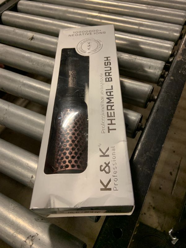 Photo 1 of K&K 1.77 Inch Heated Curling Brush with Ceramic Tourmaline Ionic Technology for Volumizing and Loose Curls (Black)