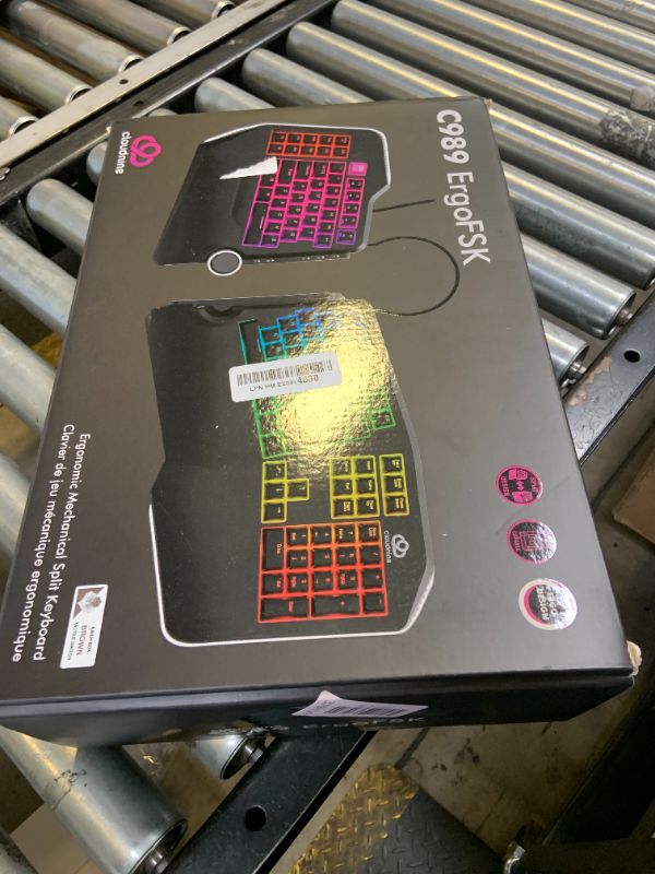 Photo 1 of Cloud Nine C989M Ergonomic Mechanical Keyboard for PC - Kailh Tactile Brown Switches - RGB Light Up LED Backlit with USB - Ergo Split Key Board with Macro