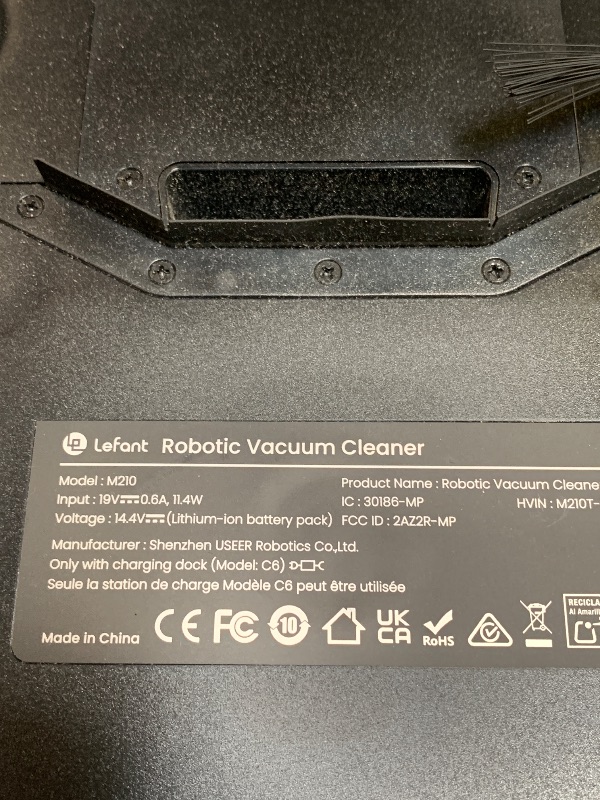 Photo 1 of Lefant Robot Vacuum Cleaner, Strong Suction, 120 Mins Runtime, Slim, Low Noise, Automatic Self-Charging, Wi-Fi/App/Alexa Control, Ideal for Pet Hair Hard Floor and Daily Cleaning, M210