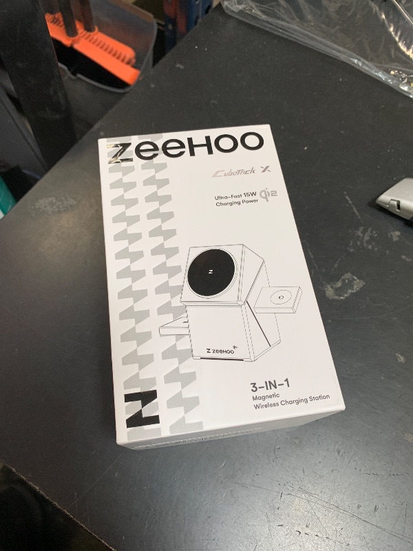 Photo 1 of ZEEHOO iPhone Charging Station, 3 in 1 Charging Station for Apple MagSafe Charger, Qi2 Certified, 15W Fast Wireless Charger, for Apple Watch, for iPhone16 15,14,13,12 Series, AirPods (Black)