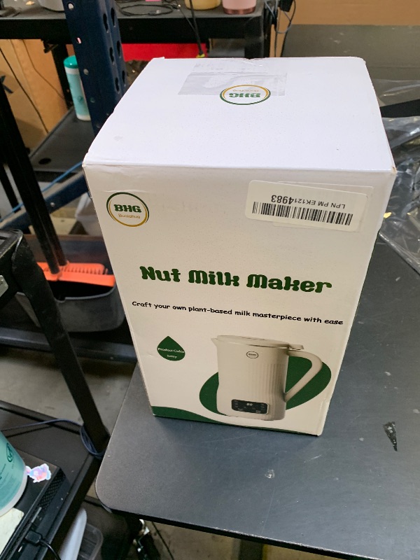 Photo 1 of BUAIAHUG Nut Milk Maker Machine 20oz – Upgraded 10-Blade Almond, Soy & Oat Milk Maker, Plant-Based Dairy-Free Beverage Maker with Auto-Clean, Timer, Keep Warm, Boil & Cold Drink Functions – White