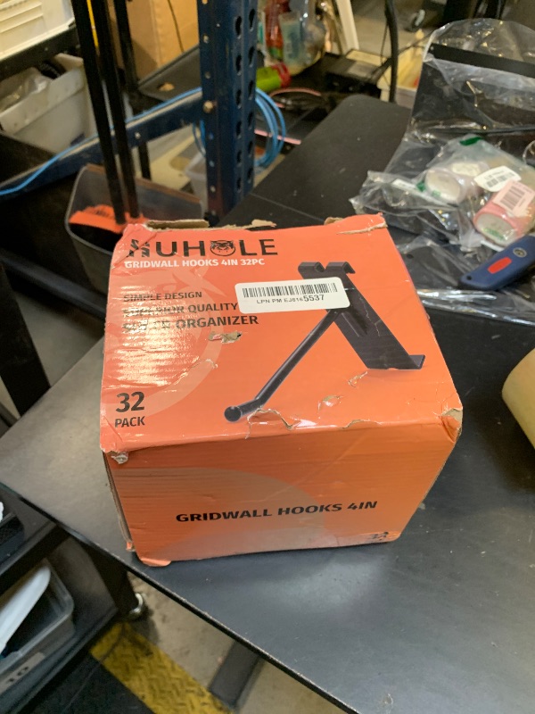 Photo 1 of HUHOLE Gridwall Hooks 4 Inch, 32PC Display Hook for Grid Wall, Hooks for Grid Wall Panel, Black