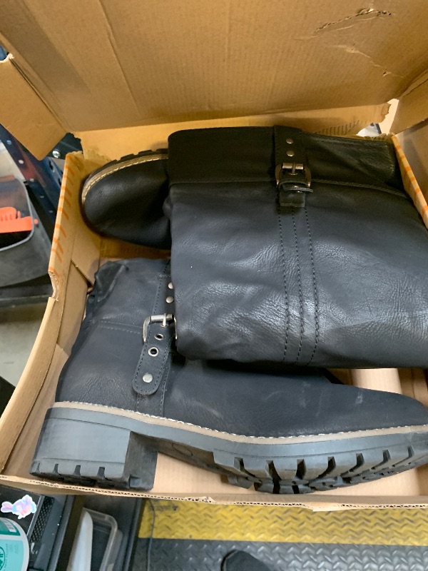 Photo 1 of GLOBALWIN Women's Black Knee High Riding Boots For Women Chunky Low Heel Size 11M