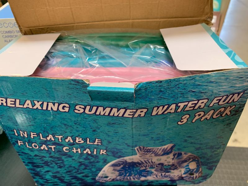 Photo 1 of Pool Floats, 3 Pack Inflatable Pool Floats Adult & Kids, Pool Float with Cupholders & Duty Handles, Upgraded Pool Chairs, Perfect Summer Pool Toys for Lakes, Rivers, Beach Vacation, Water Party Fun