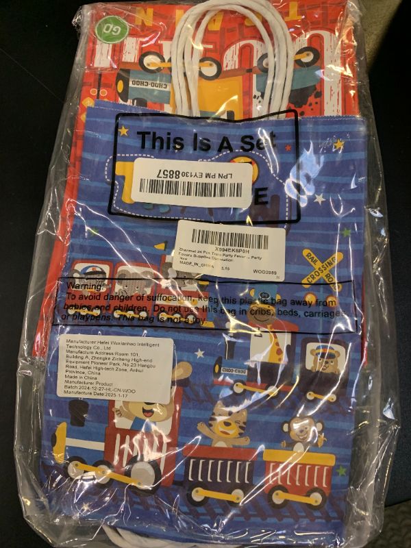 Photo 1 of Zhanmai 24 Pcs Train Party Favor Bags Train Theme Gift Treat Paper Candy Goodie Bag with Handle for Train Birthday Party Favors Supplies Decoration