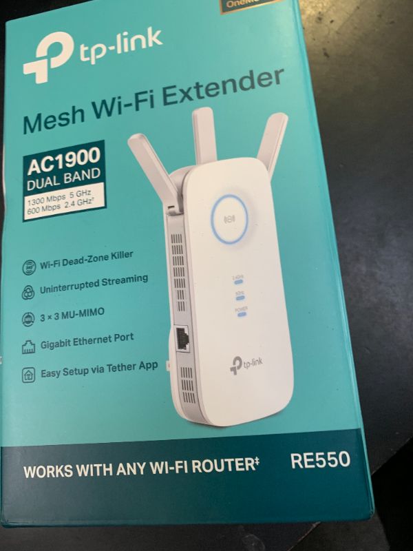 Photo 1 of TP-Link AC1900 WiFi Range Extender RE550 | Dual-Band Wireless Repeater Amplifier w/Gigabit Ethernet Port | Up to 2200 Sq. Ft., 32 Devices | Internet Signal Booster | APP Setup | EasyMesh Compatible