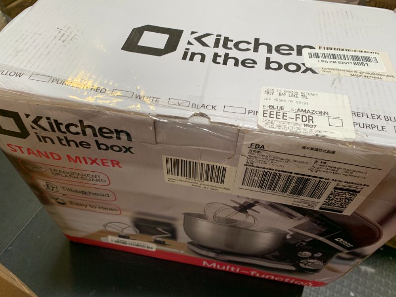 Photo 1 of Kitchen in the box Stand Mixer,3.2Qt Small Electric Food Mixer,6 Speeds Portable Lightweight Kitchen Mixer for Daily Use with Egg Whisk,Dough Hook,Flat Beater (Black)
