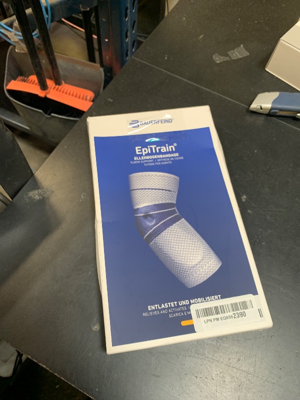 Photo 1 of Bauerfeind - EpiTrain - Elbow Support - Targeted Compression for Chronic Elbow Pain - Size 1 - Color Titanium