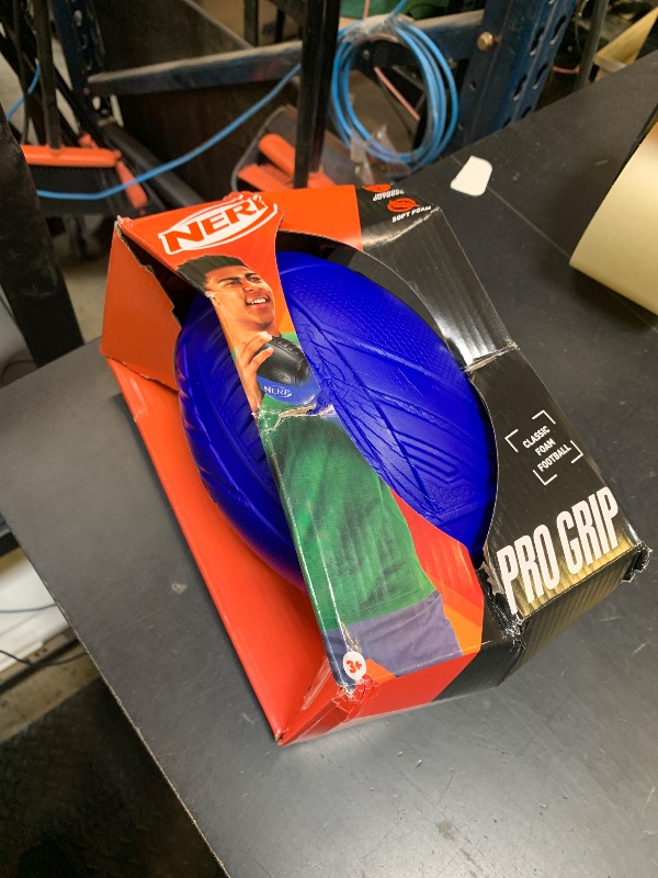 Photo 1 of Nerf Pro Grip Football, Blue, Classic Foam Ball, Easy to Catch & Throw, Sports Toys, Christmas Gifts or Stocking Stuffers for Kids