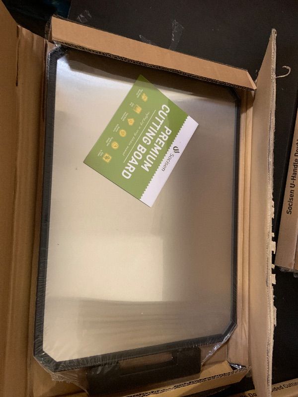 Photo 1 of Socisen Stainless Steel Cutting Board, Non Toxic Cutting Board for Kitchen, Double Sided Chopping board Stainless Steel/Wheat Straw PP Large Chopping Meat/Vegetables 16 * 11 Inch Easy to Clean