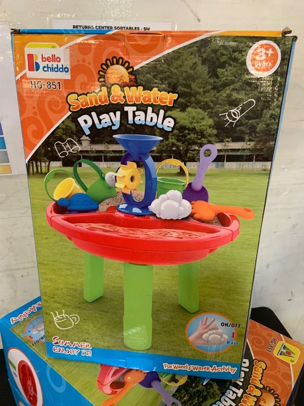 Photo 1 of BELLOCHIDDO 3 in 1 Toddler Water Table - Kids Sensory Play Table with Water Wheel, Bucket, Shovel and Mold, Outdoor Sand Play Activity - Beach Summer Toy for 1 2 3 4 5 6 7 8 Year Old