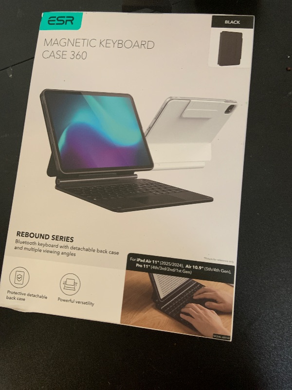 Photo 1 of ESR iPad Air 11 Inch Case with Keyboard (M3/M2, 2025/2024) & iPad Pro 11/Air 5th/4th Gen Keyboard, Easy-Set Magnetic Stand, Portrait/Raised Modes, with Removable Protective Case, Black