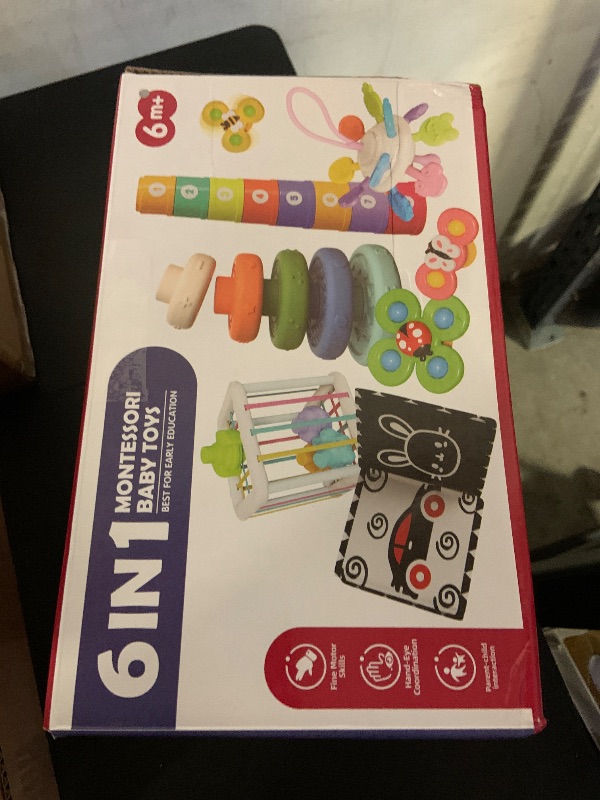 Photo 1 of FLLOBE Montessori Toy for Babies 6-12 Months, Baby Toys 6+ 12 Months, Montessori Toy for 1+ Year Old, Infant Toys 6-12 Months, 6 in 1 Baby Girl Boy Gifts