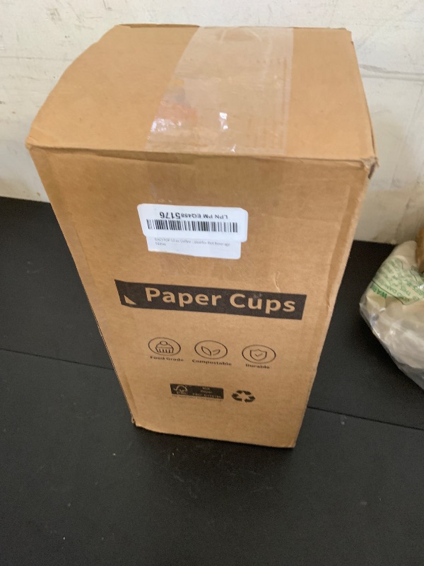 Photo 1 of RACETOP [100 pack] Disposable Coffee Cups with Lids 12 oz, Hot Paper Cups with Lids, To Go Cup with Lid