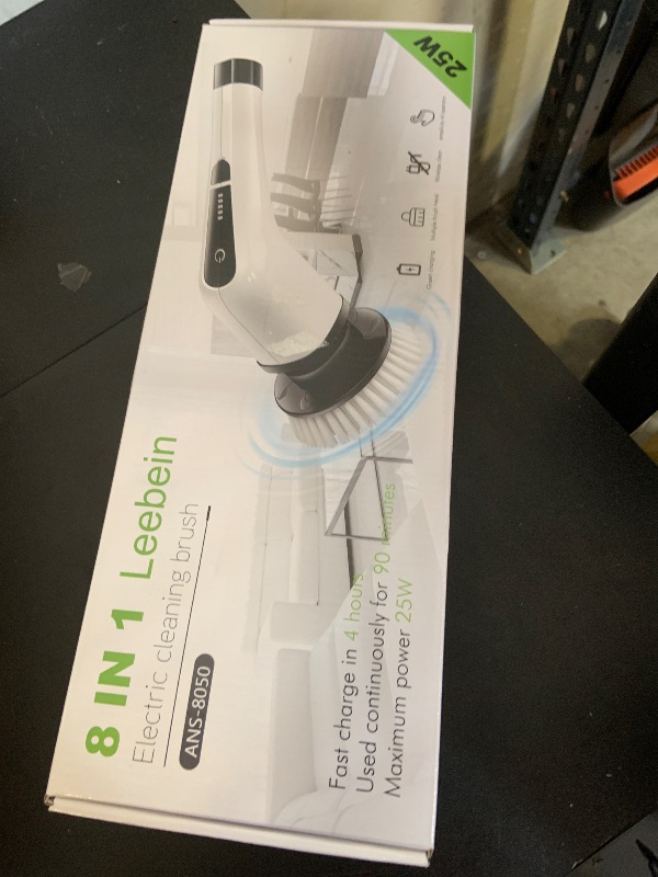 Photo 1 of Leebein Electric Spin Scrubber, Cordless Cleaning Brush with 8 Replaceable Brush Heads, Tub and Floor Tile 360 Power Scrubber Dual Speed with Adjustable & Detachable Handle for Bathroom Kitchen Car