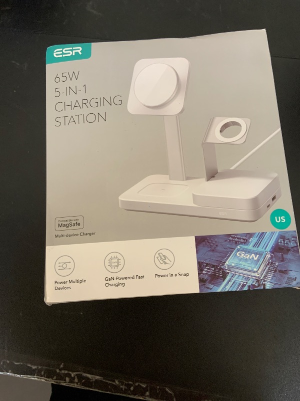 Photo 1 of ESR 65W 4-in-1 GaN Wireless Charging Station(5-in-1 Stand), Designed for MagSafe Charger Stand, Magnetic Wireless Charger for iPhone 17/16/15/14/13, AirPods Pro/3/2, and USB A/C Devices, White