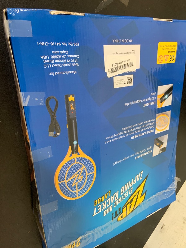 Photo 1 of ZAP iT! Electric Fly Swatter Racket & Mosquito Zapper with Blue Light Attractant - High Duty 4,000 Volt Electric Bug Zapper Racket - Fly Killer USB Rechargeable Fly Zapper Indoor Safe - 2 Pack, Yellow