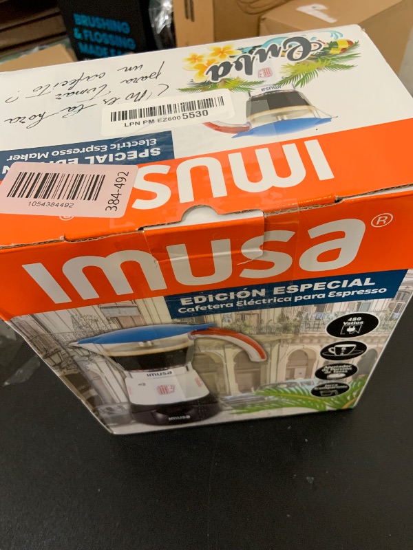 Photo 1 of Imusa Special Edition Electric Cuba/Domino themed Espresso Maker, 3 or 6 Cups, White, Red, Blue