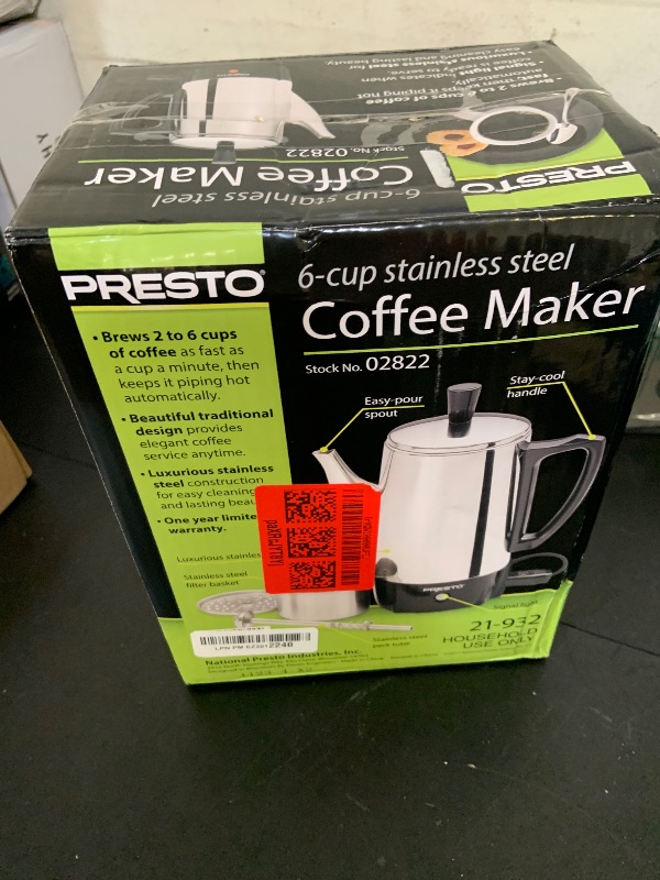 Photo 1 of Presto 02822 6-Cup Stainless-Steel Coffee Percolator