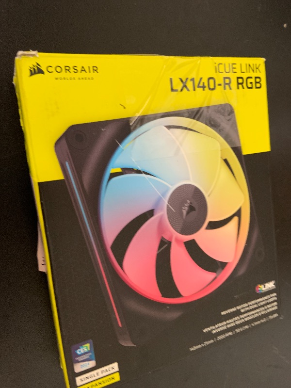 Photo 1 of CORSAIR iCUE Link LX140-R RGB 140mm PWM Reverse Fan – Single Fan – Low-Noise, Magnetic Dome Bearing, Dual Light Loops, CORSAIR QuikTurn Screws, Zero RPM Mode – Black