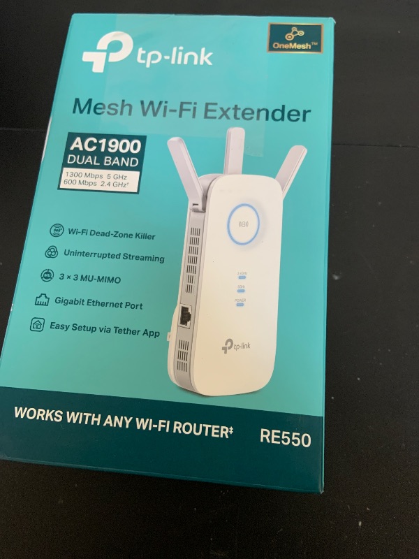 Photo 1 of TP-Link AC1900 WiFi Range Extender RE550 | Dual-Band Wireless Repeater Amplifier w/Gigabit Ethernet Port | Up to 2200 Sq. Ft., 32 Devices | Internet Signal Booster | APP Setup | EasyMesh Compatible