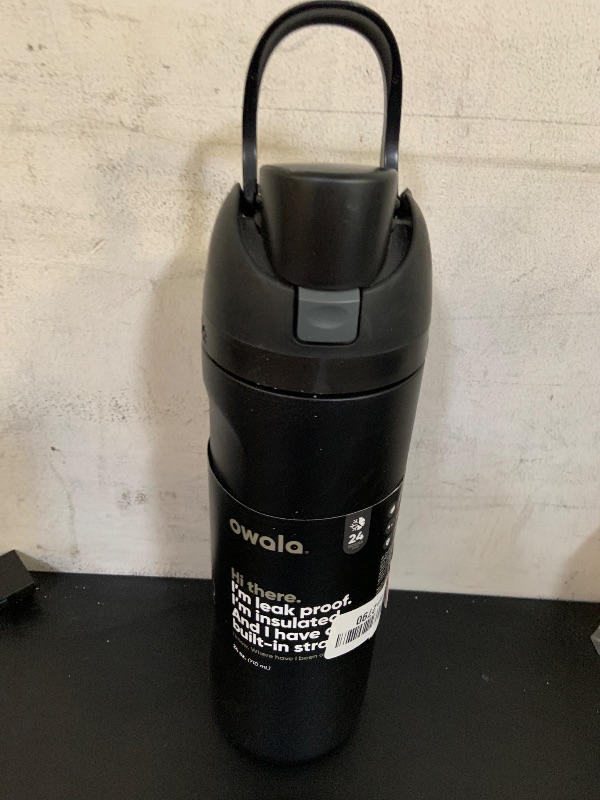 Photo 1 of Owala FreeSip Insulated Stainless Steel Water Bottle with Straw, BPA-Free Sports Water Bottle, Great for Travel, 24 Oz, Very, Very Dark