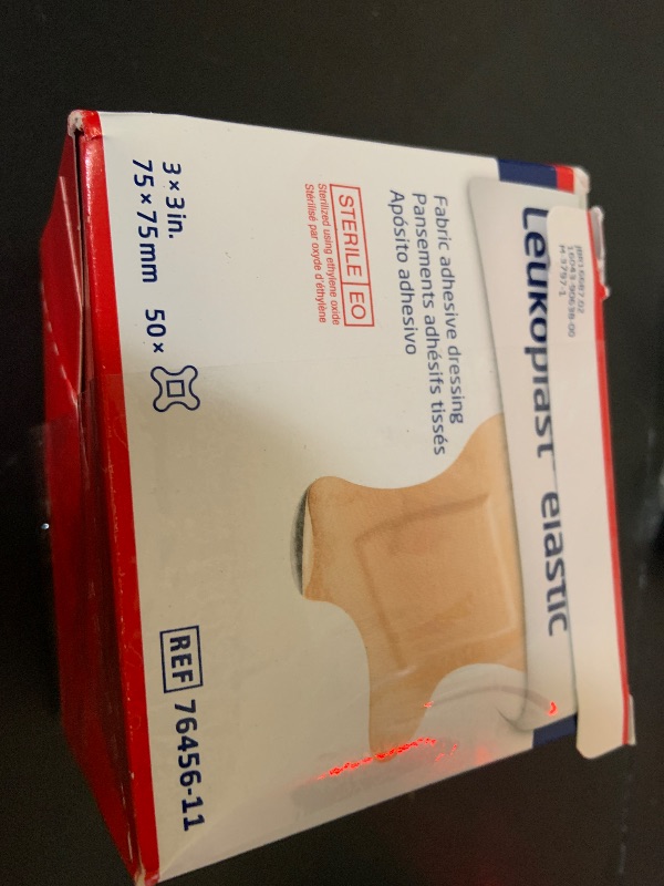 Photo 1 of Leukoplast Elastic Fabric Adhesive Latex Free Bandages 4-Wing 3" x 3" (50 in Box)