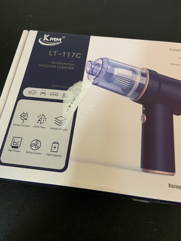 Photo 1 of KMM Handheld Car Vacuum Cleaner, 9000Pa Vacuum Cleaner and Air Duster, 120W High Power Hand Held Vacuum with LED Light and Multi-Nozzles for Car, Home, Office, Pet