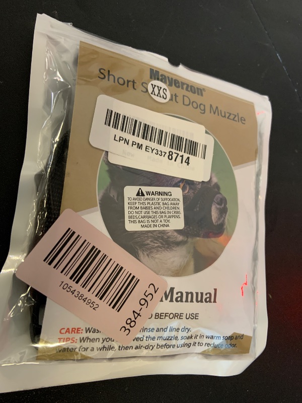 Photo 1 of Mayerzon Mesh Muzzle for Short Snout and Small Medium Dogs Anti-Biting, Focus on Brachycephalic Dogs like Chihuahua Pomeranian, Breathable Fabric, Opening Front, Allow Panting, for Grooming Vet Visits