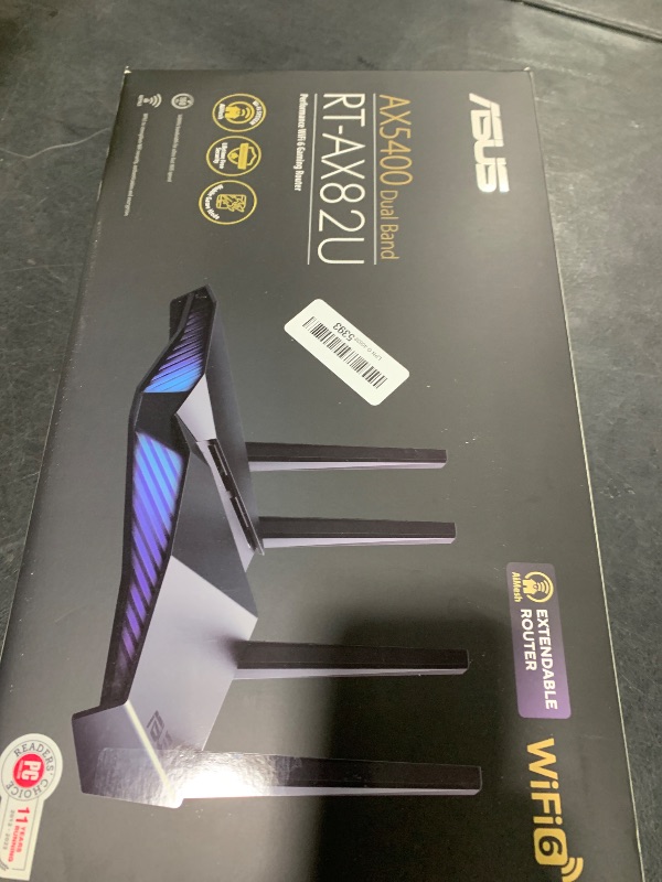 Photo 1 of ASUS RT-AX82U (AX5400) Dual Band WiFi 6 Extendable Gaming Router, Gaming Port, Mobile Game Mode, Aura RGB, Included AiProtection Pro Security, Instant Guard, VPN, AiMesh Compatible