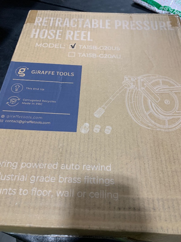 Photo 1 of Giraffe Tools Pressure Washer Hose Reel 65ft, Power Washer Hose Reel, Pressure Washer Retractable Hose Reel, Heavy Duty, Wall/Floor Mounted, 3200 PSI, Silver