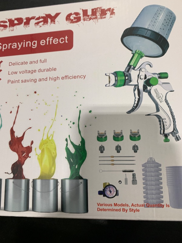 Photo 1 of HVLP Paint Sprayer with 10pcs 600ML Mixing Quick Cup,Spray Paint Gun Set Contain 3 Nozzles 1.4/1.7/2mm &Pressure Gauge,Sprayer Gun for Car Painting,Furniture Surface Spraying (Green Set)