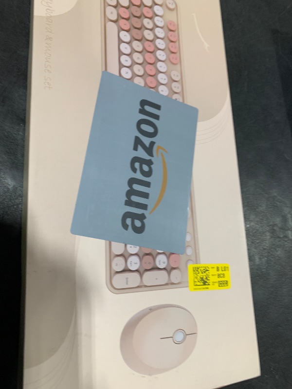 Photo 1 of Wireless Keyboard and Mouse, Full-Size Typewriter Keyboard with Retro Round Keycaps, Ergonomic Design, Compatible with Windows PCs, Ideal for Home and Office. (Milk Tea)