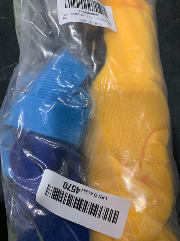 Photo 1 of 8 Pcs Yellow Halloween Costume Accessories Set,Beanie Hats/Goggles Glasses/Gloves/Suspenders for Unisex Men and Women Adults Cosplay Party Kit