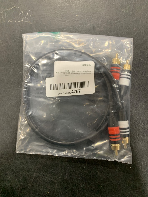 Photo 1 of Monoprice 1.5ft Premium 2 RCA Plug/2 RCA Plug M/M 22AWG Cable - Black
